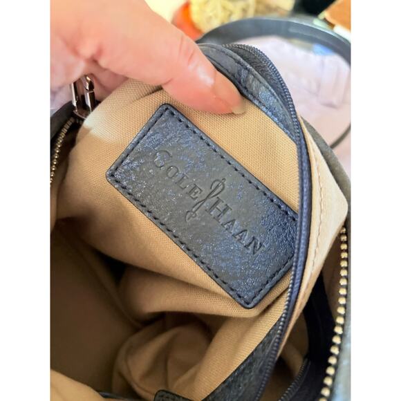 Cole Haan Metallic Blue Distressed Leather Shoulder Crossbody Bag Large Hobo - Picture 7 of 8